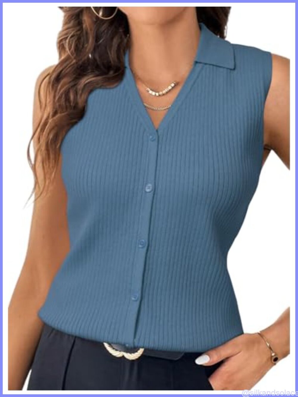 Women's Sleeveless Cotton V-Neck Tank Top Business Casual Stretch Fit
